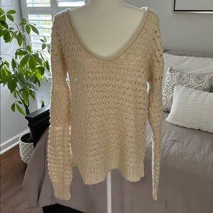 Free People Cream Knit Sweater